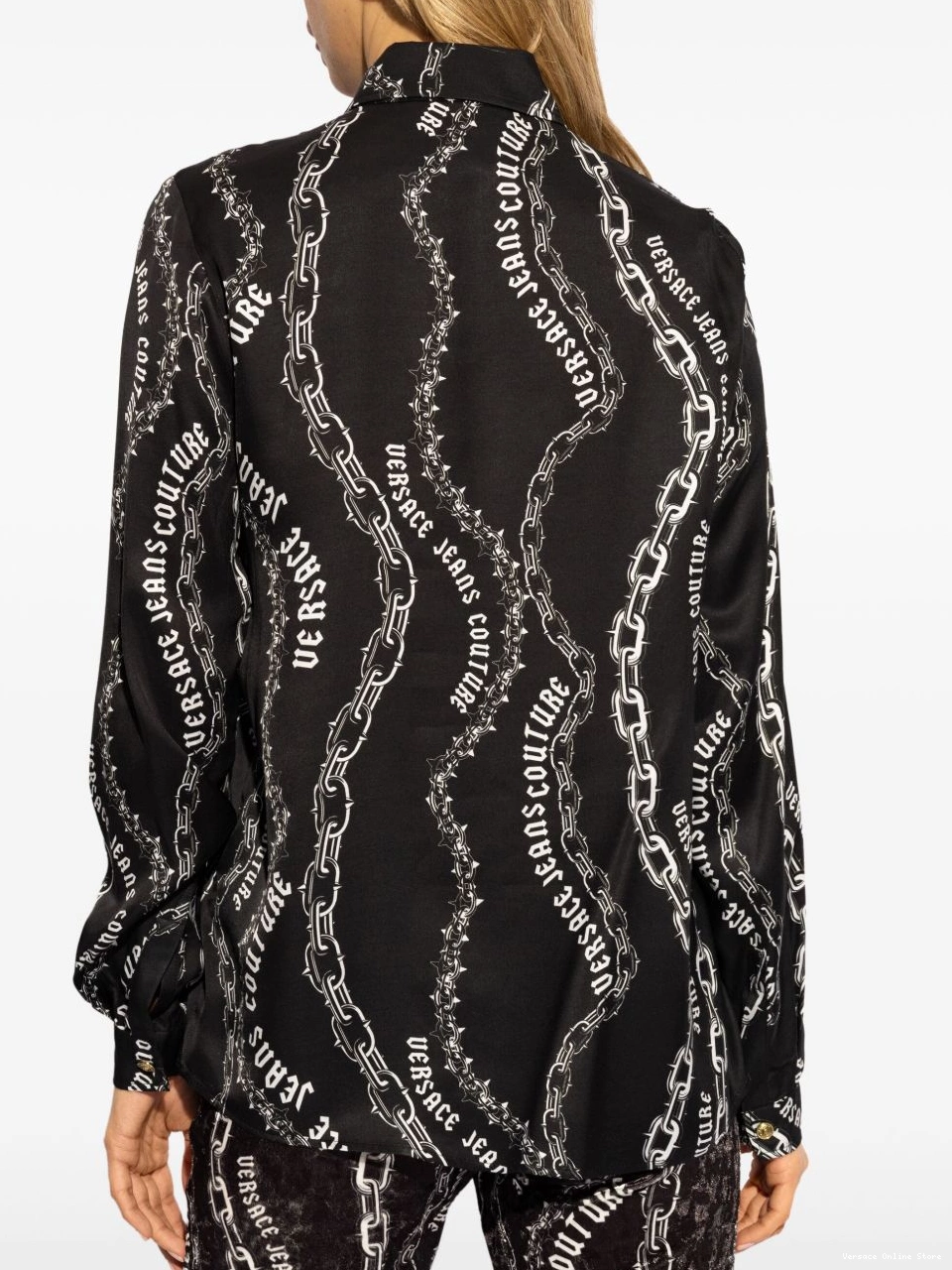 Cheap Couture Jeans Versace Women logo long-sleeve shirt chain-print 0808